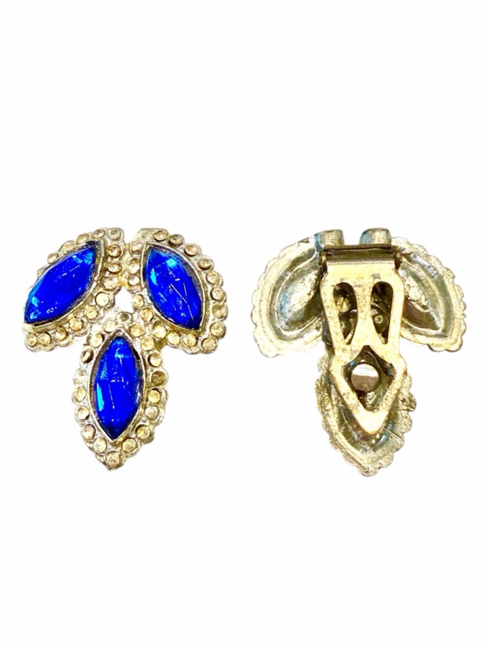 Vintage Art Deco Sapphire Blue
Rhinestone Dress Clips - Set of 2